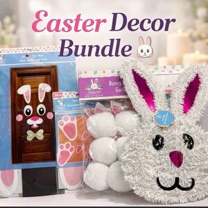 Easter Bunny Decor Bundle Door Kit Garland Pom Poms Bunny Face Set